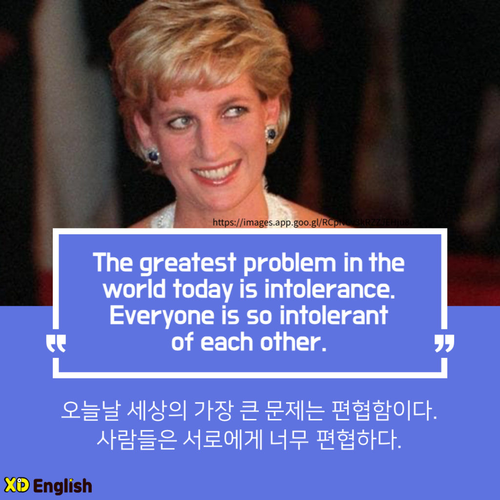 “The Greatest Problem In The World Today Is Intolerance. Everyone Is So Intolerant Of Each Other.”
오늘날 세상의 가장 큰 문제는 편협함이다. 사람들은 서로에게 너무 편협적이다. 
